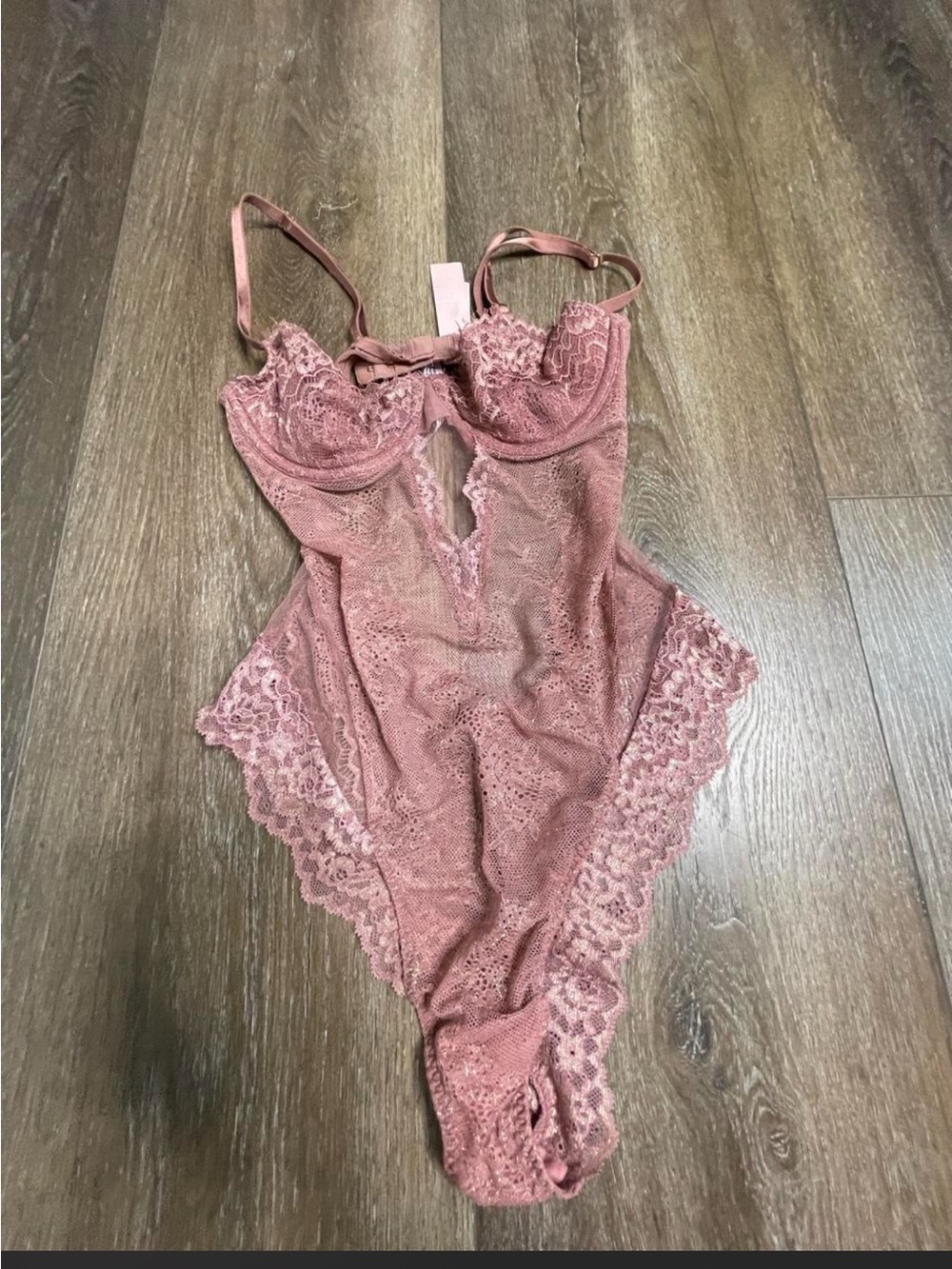 NWT Victoria's Secret Dusty Rose Lace Plunge Teddy XS